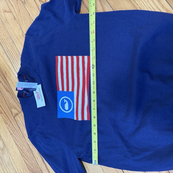 Vineyard‎ Vines NWT American Flag Intarsia Sweater in Deep Bay Blue Size XS - Picture 6 of 7